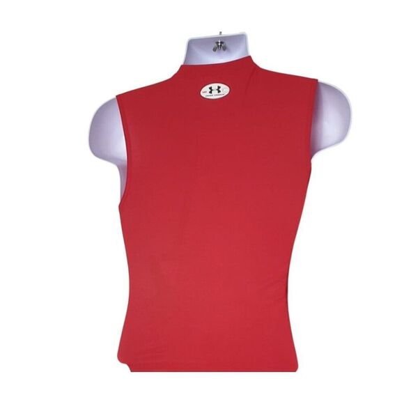 Under Armour Sleeveless Compression Shirt M Red HeatGear Athletic Runners Top - Picture 2 of 5